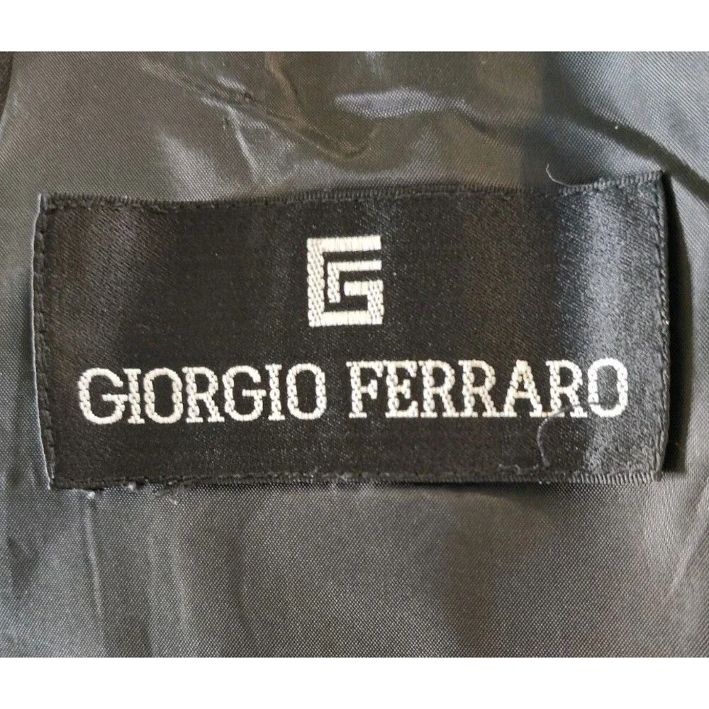 Giorgio Ferraro Mens 40R Black Double Breasted Suit Jacket Peak Lapel Formal